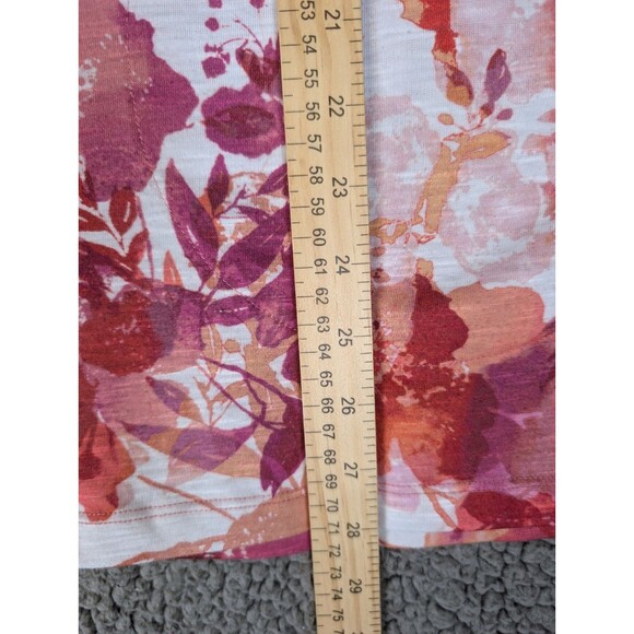 Susan Graver Weekend Top Size 2X Pink Red Stretch Floral Womens Cozy Pockets - Picture 6 of 12